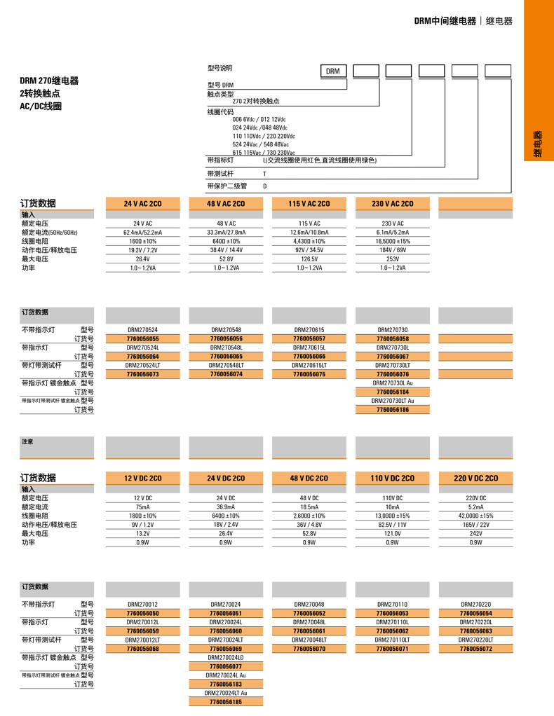 魏德米勒中間繼電器24V DC單個繼電器DRM270024LD選型表