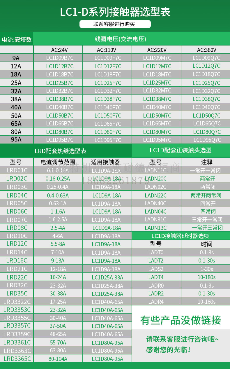 施耐德交流接觸器LC1D系列220V三相D09-D245可選,配LRD熱繼