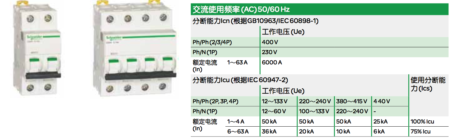 施耐德IC65N,EA9系列斷路器的脫扣曲線有哪幾種？